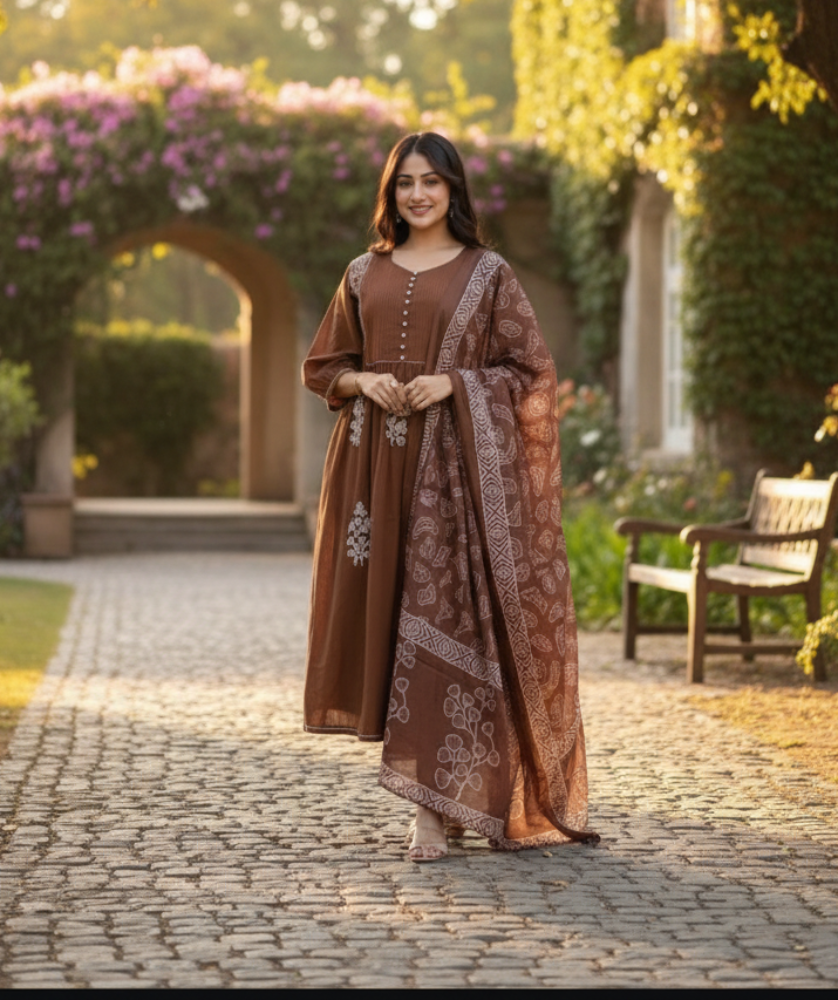 Angrakha Kurta pant dupatta set