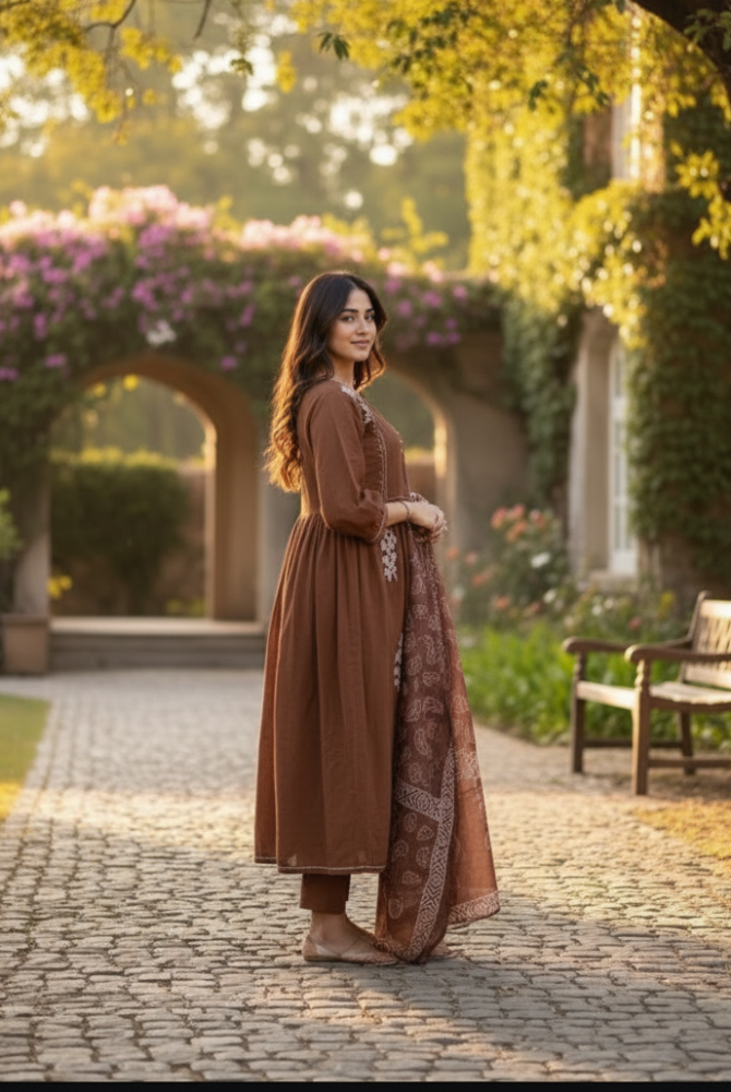 Angrakha Kurta pant dupatta set