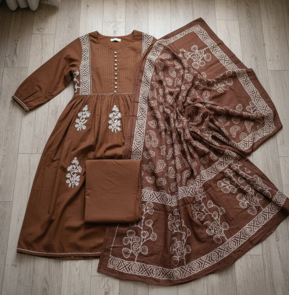 Angrakha Kurta pant dupatta set