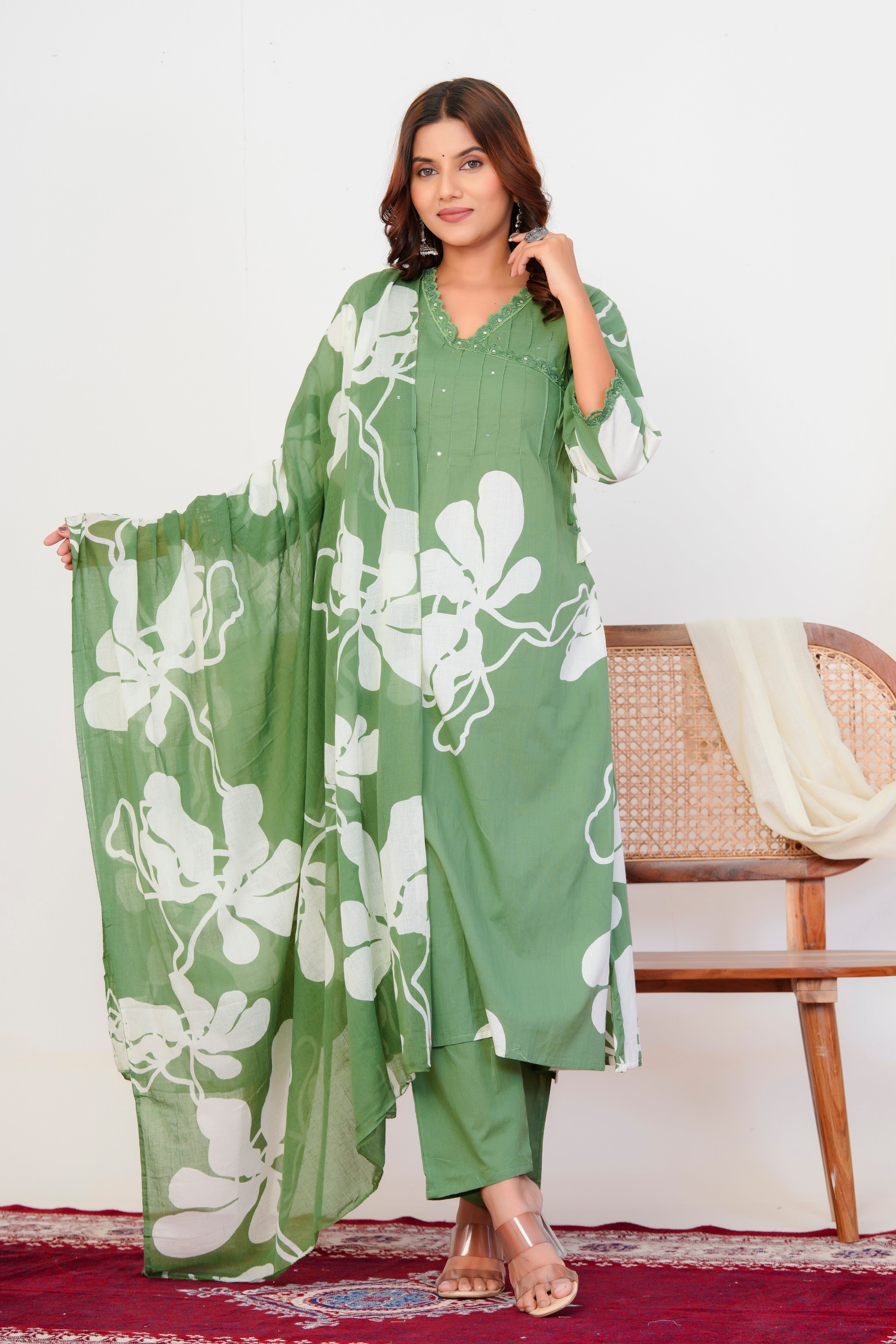 Breeze Threadwork Cotton Suit