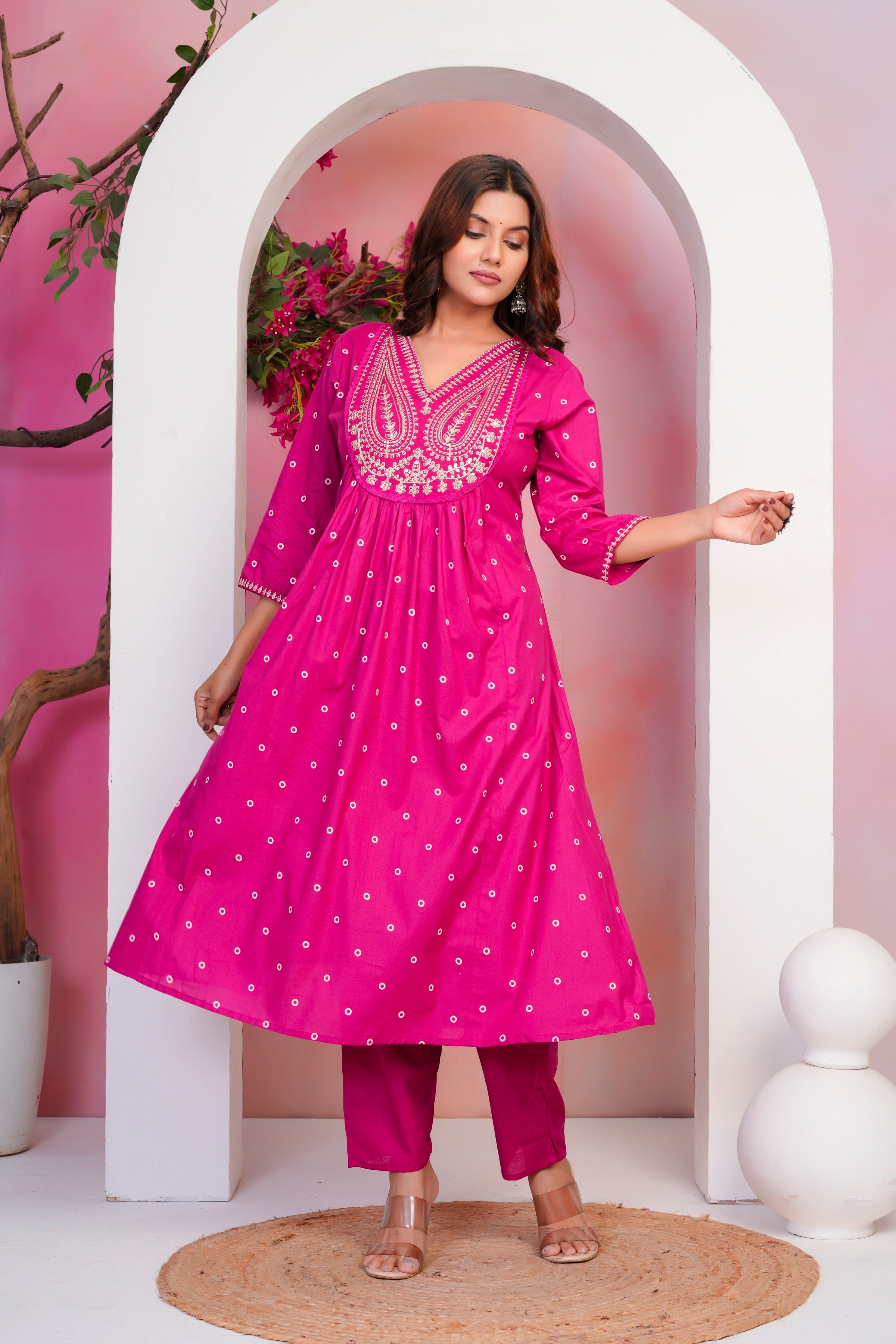 Paisley Handwork A Line Mul Cotton Suit