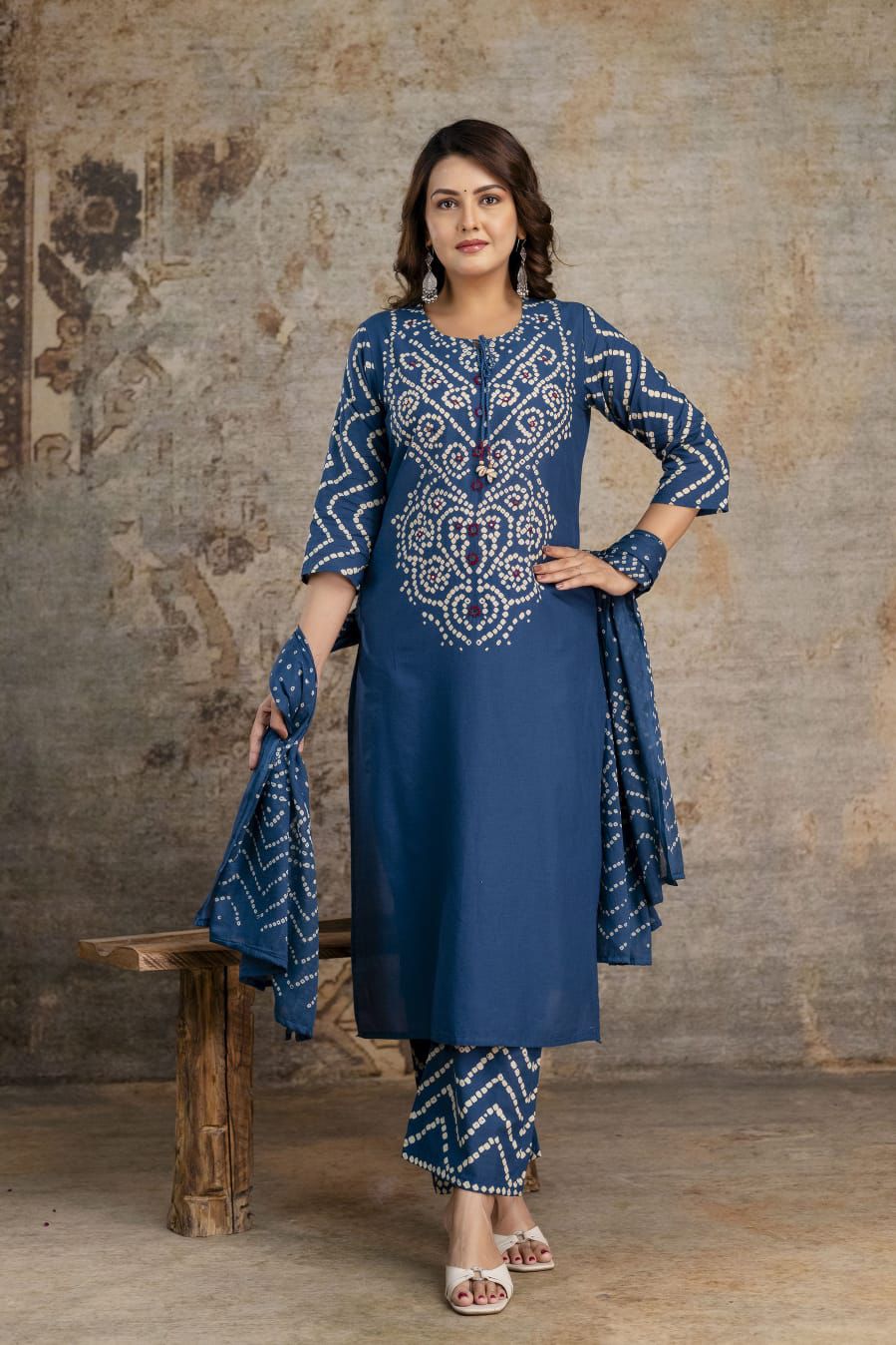 Bna Bnaya Cotton Bandhani Straight Pant Set