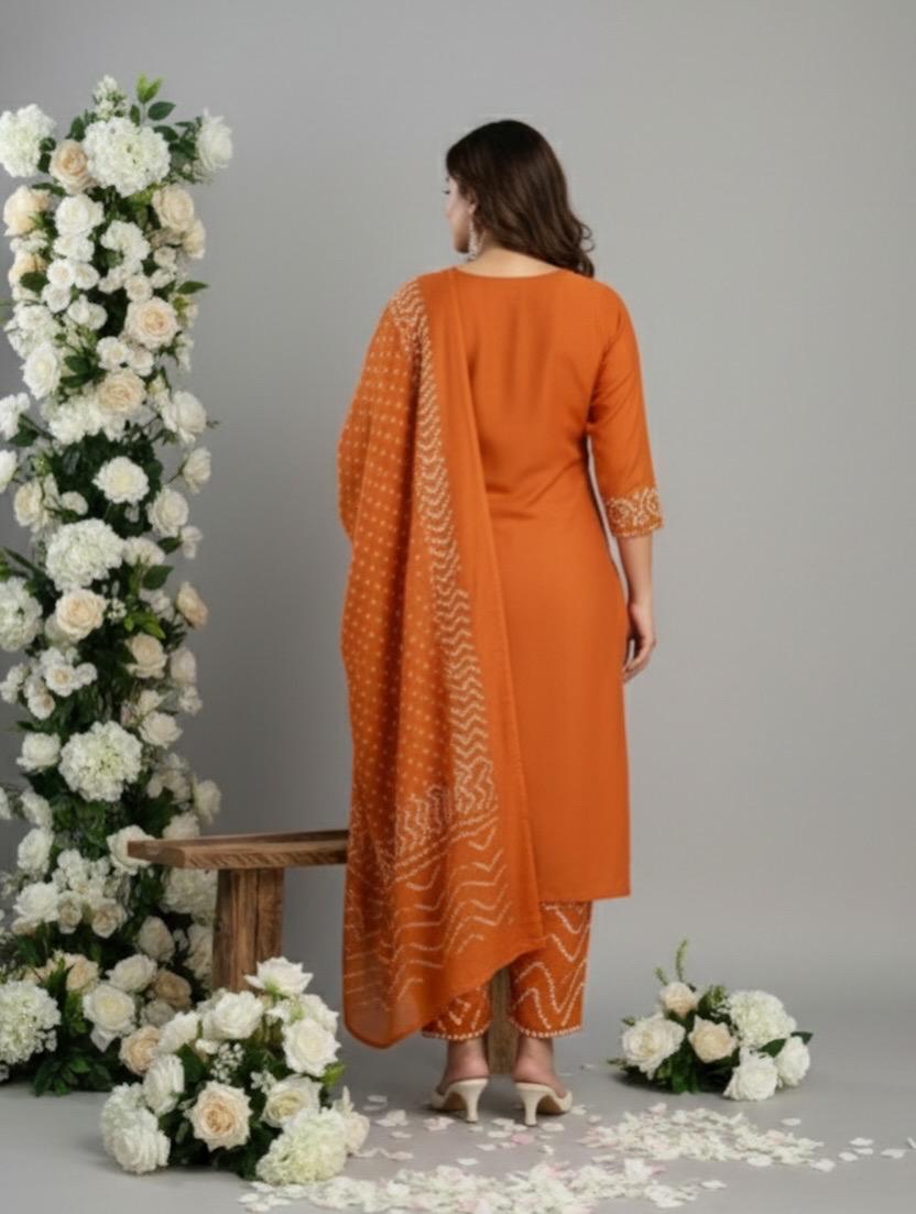 Bna Bnaya Cotton Bandhani Straight Pant Set