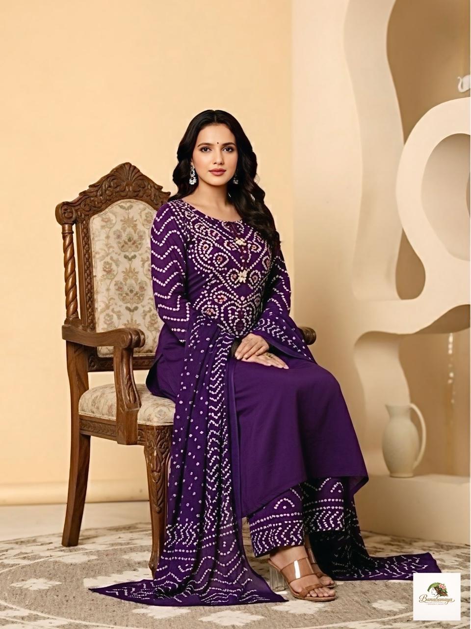 Bna Bnaya Cotton Bandhani Straight Pant Set