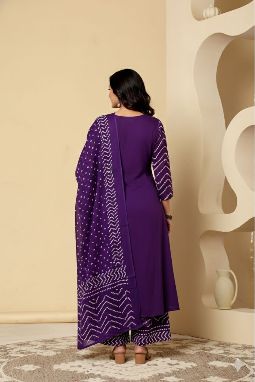 Bna Bnaya Cotton Bandhani Straight Pant Set