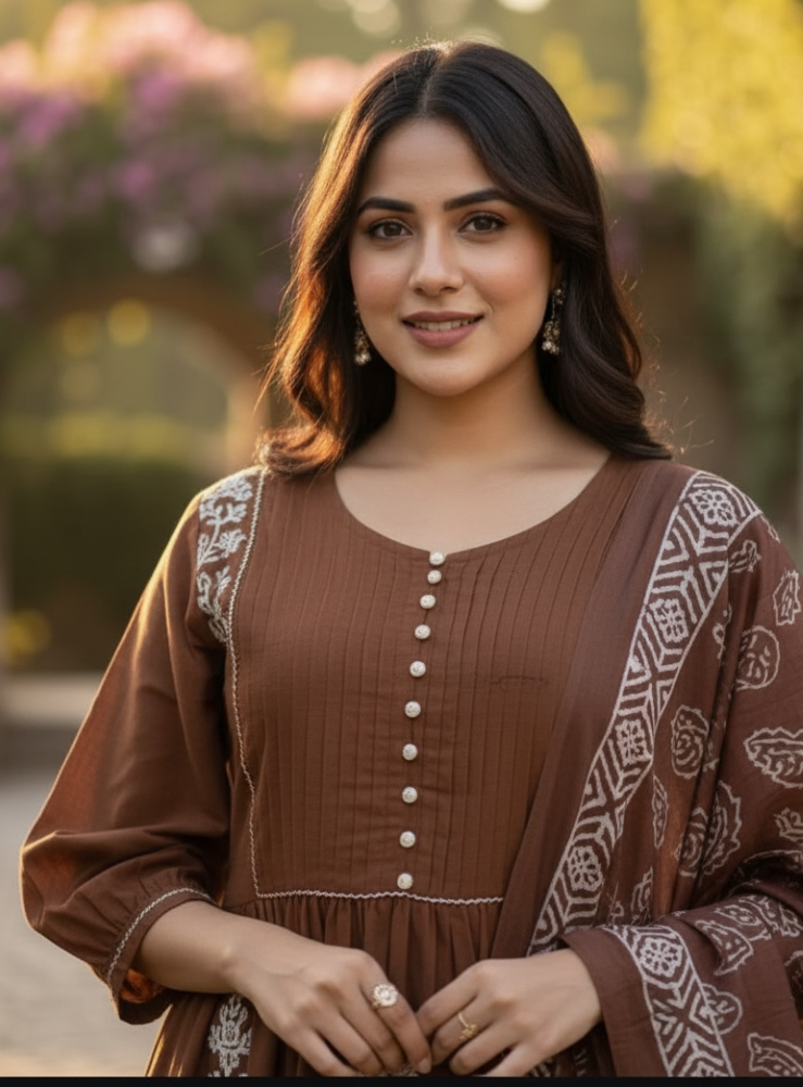 Angrakha Kurta pant dupatta set